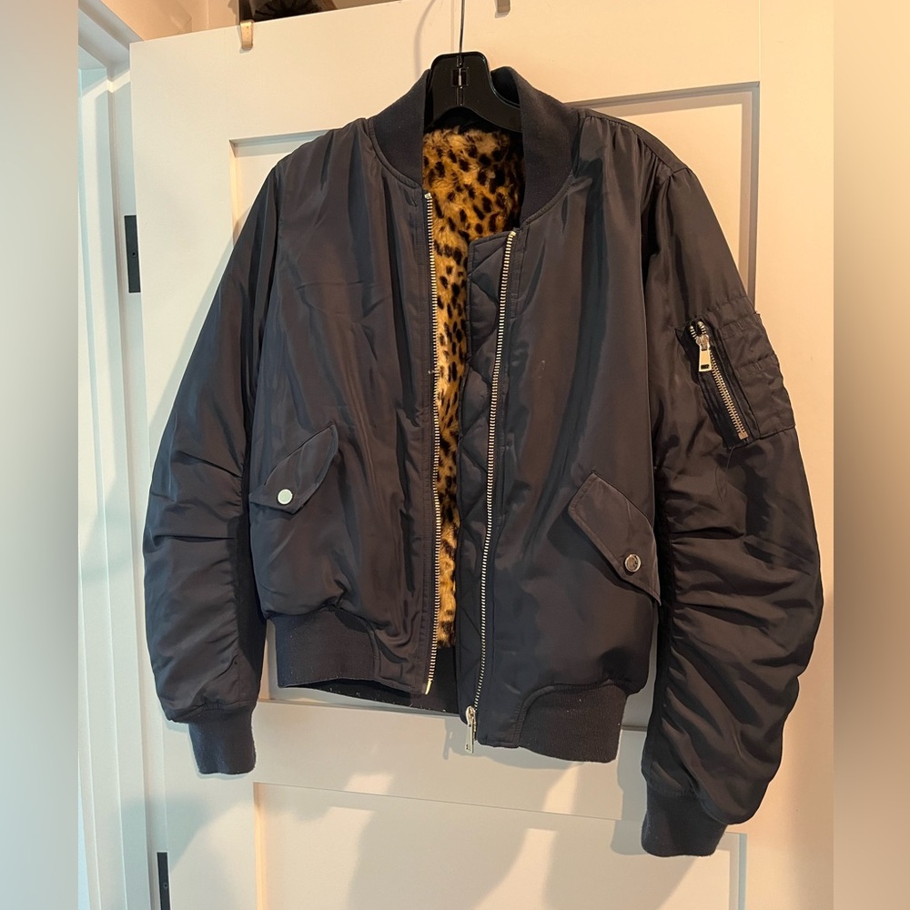Topshop Navy Bomber Jacket Size S